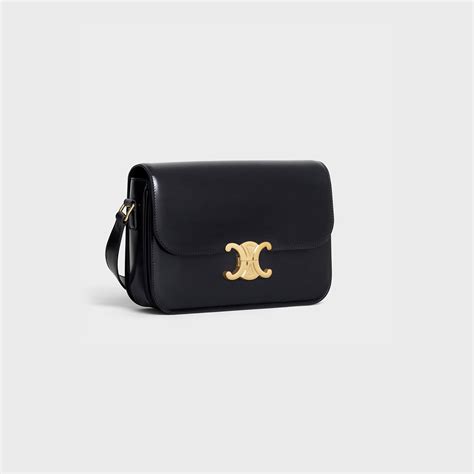 celine teen triomphe bag in polished calfskin black|celine triomphe.